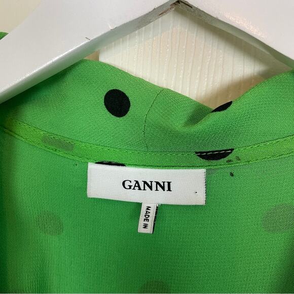 Ganni Dainty Georgette Polka Dot Wrap Dress - Picture 10 of 14